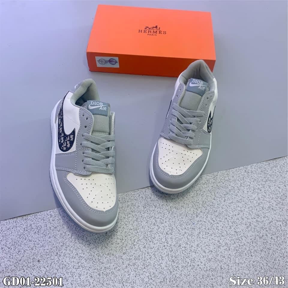 [ FREE SHIP ] Giày Thể Thao Nam Nữ Jordan JD1 Low Paris Trắng Xám Cổ Thấp Gót Xanh Thời Trang Full Box Bill G01