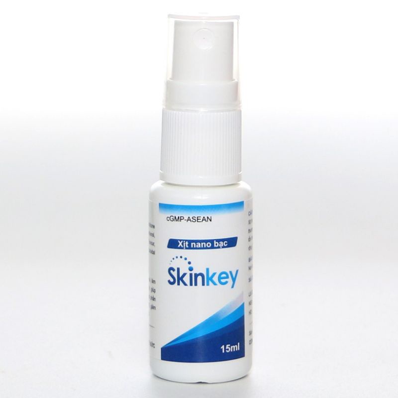 Xịt nano bạc Skinkey lọ 15ml hỗ trợ tái tạo da, mờ sẹo, mờ thâm do thủy đậu, zona