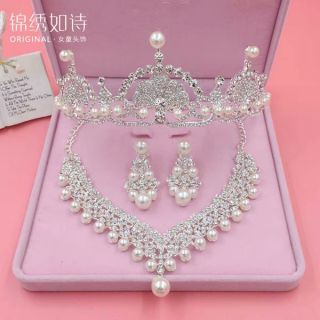 (S01)- Bộ trang sức cho bé gái ( vương niệm + hoa tai + vòng cổ ) ,hàng order 7-10 ngày