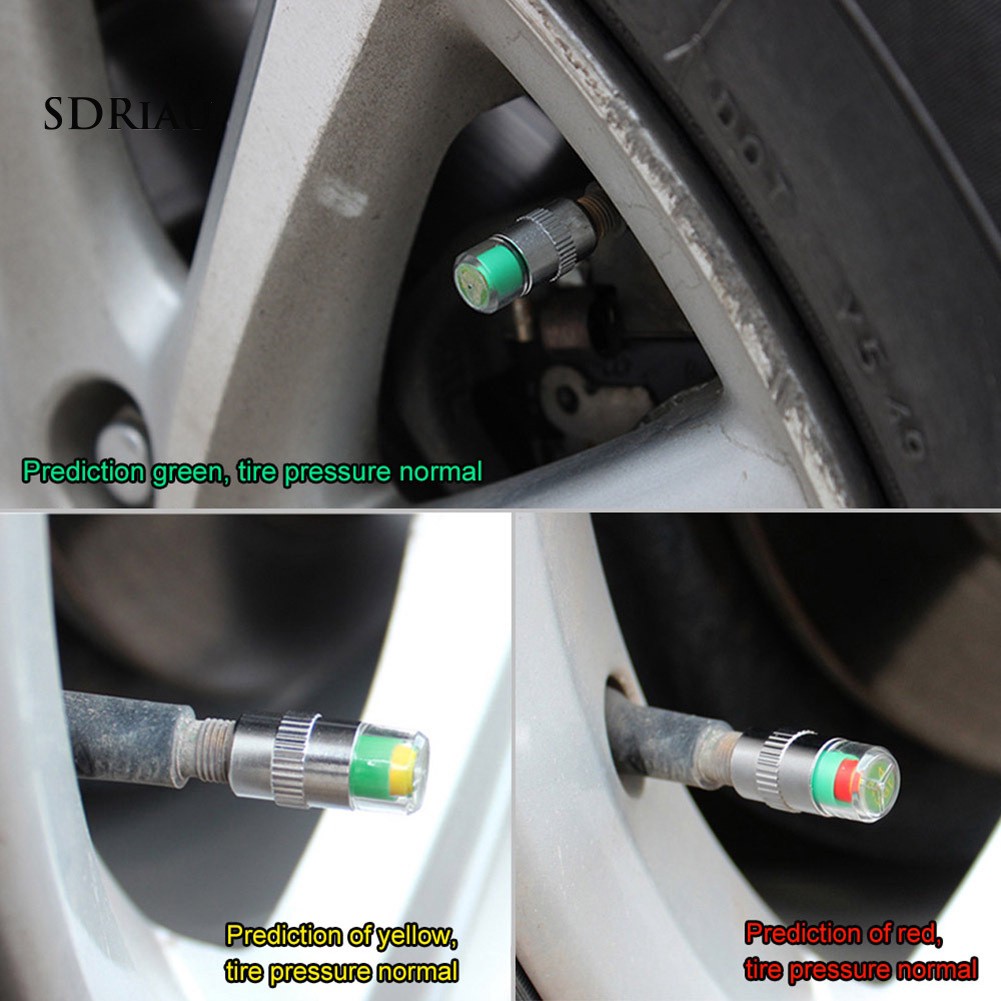 【Ready Stock】4Pcs Car Auto Tire Pressure Monitor Tyre Gage Alert Sensor Indicator Valve Caps