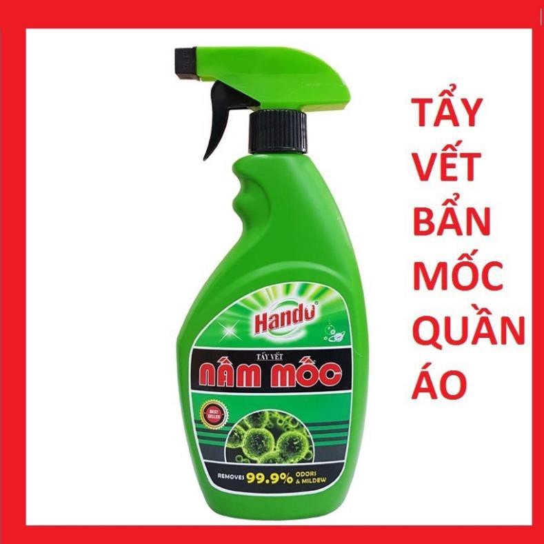 Chai xịt tẩy vết nấm mốc Hando 500ml - vết mốc quần áo, sàn hoặc tường nhà - an toàn cho sức khoẻ