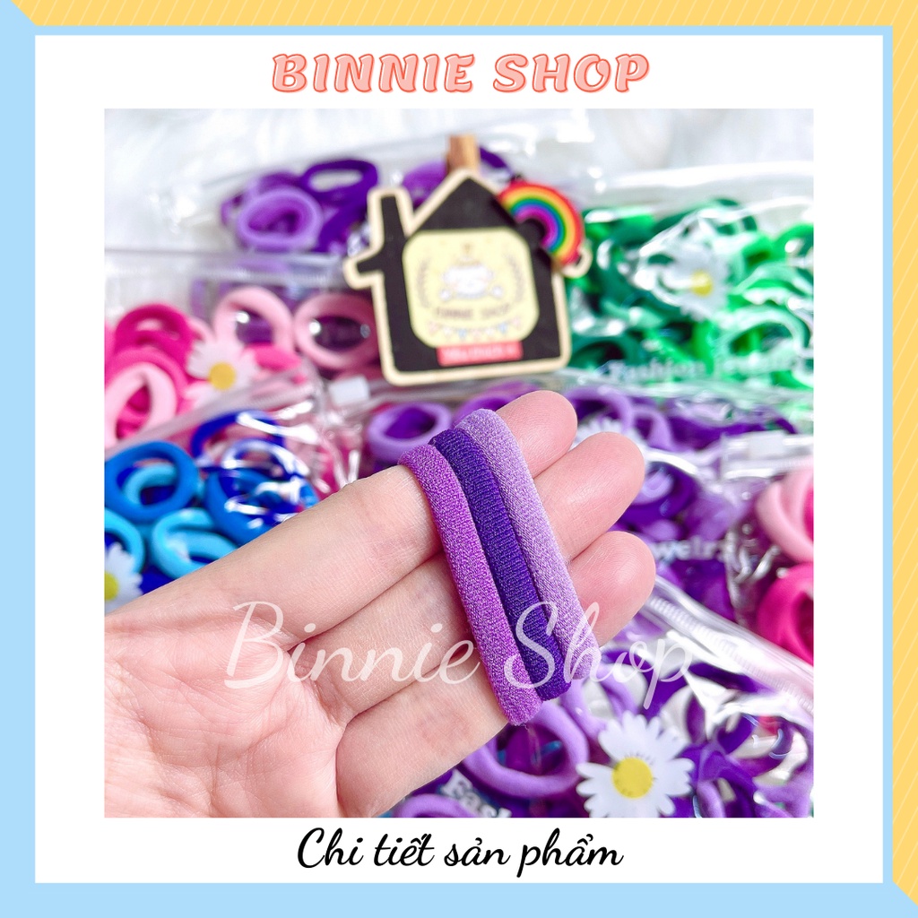 Set túi zip dây thun buộc tóc màu sắc dễ thương cho bé gái - BINNIE SHOP