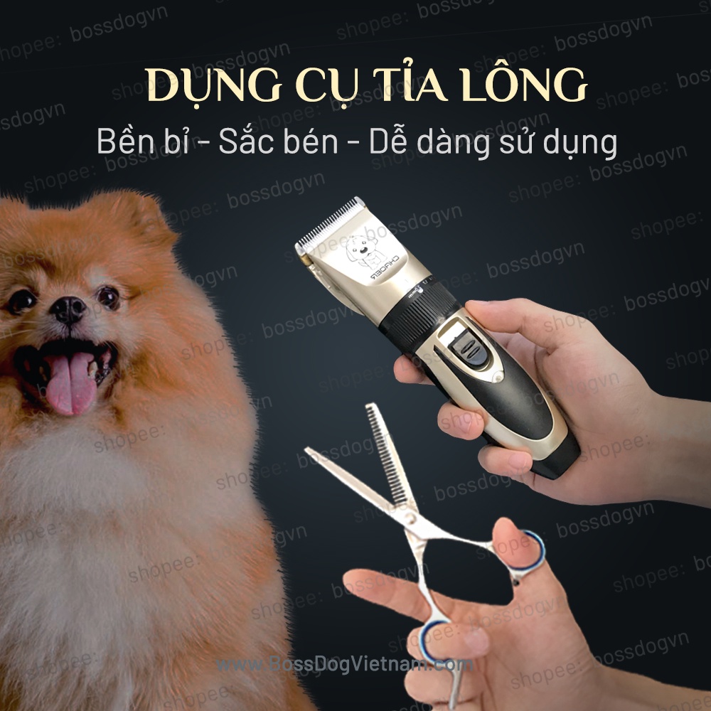 Bộ dụng cụ cắt tỉa lông - Tông đơ cho chó mèo - Kéo cắt tỉa lông thú cưng | BossDog