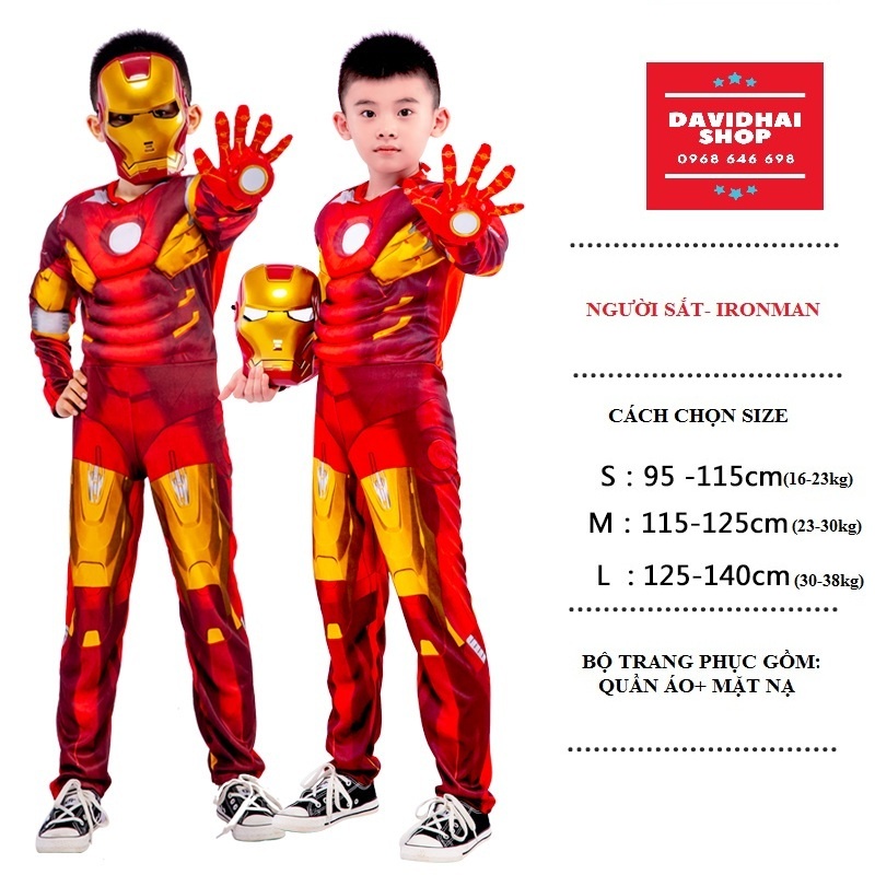 FREE SHIP Quần Áo Hoá Trang Người Sắt Liền Thân, Co Giãn 4 Chiều (Hàng Y Hình)