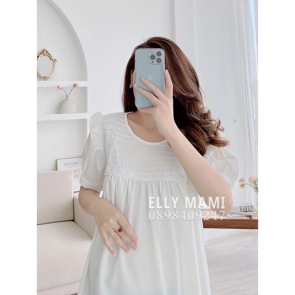 ( 40kg - 95kg ) Set Áo Bầu , Bigsize Cổ Ren Vuông Mặc Thoải Mái Suốt Thai Kì &amp; Sau Sinh Thiết Kế Cao Cấp