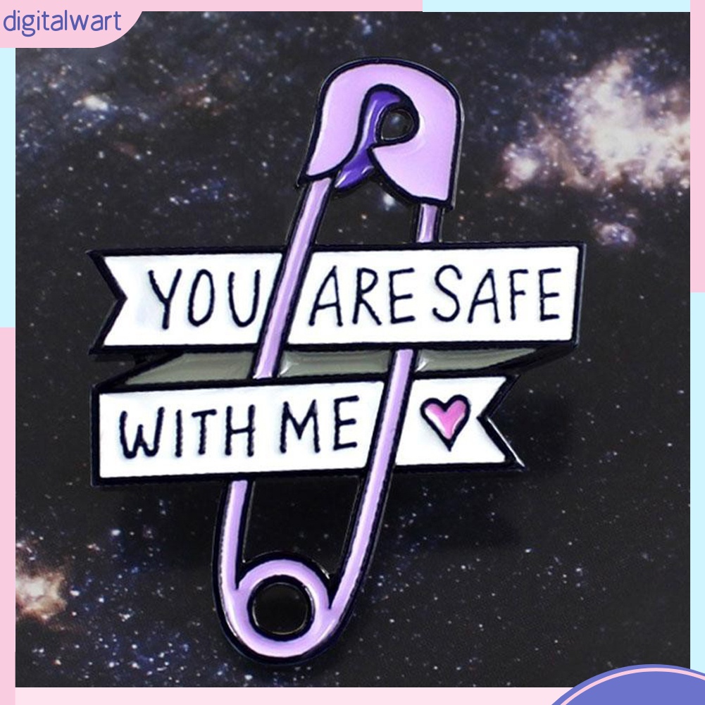 Ghim cài áo bằng chất liệu hợp kim tráng men họa tiết chữ YOU ARE SAFE WITH ME