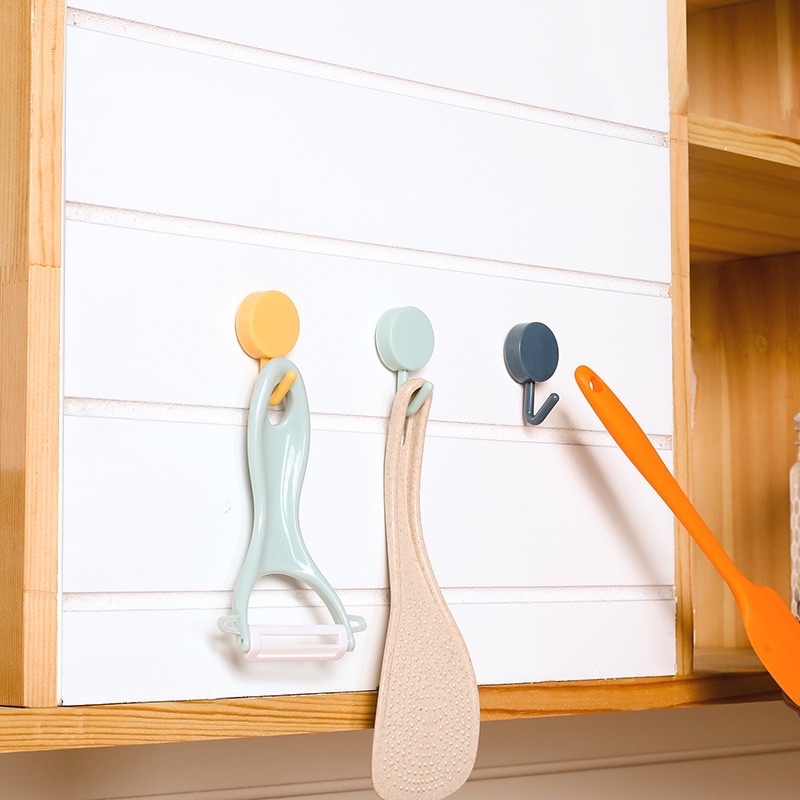 Set 10 móc dán tường TRÒN siêu dính treo chìa khoá, vật dụng đồ dùng nhà bếp, nhà tắm - Vỉ 10 móc tròn đa năng decor nhà