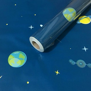 1 mét giấy dán tường vũ trụ xanh - khổ rộng 45cm có keo sẵn