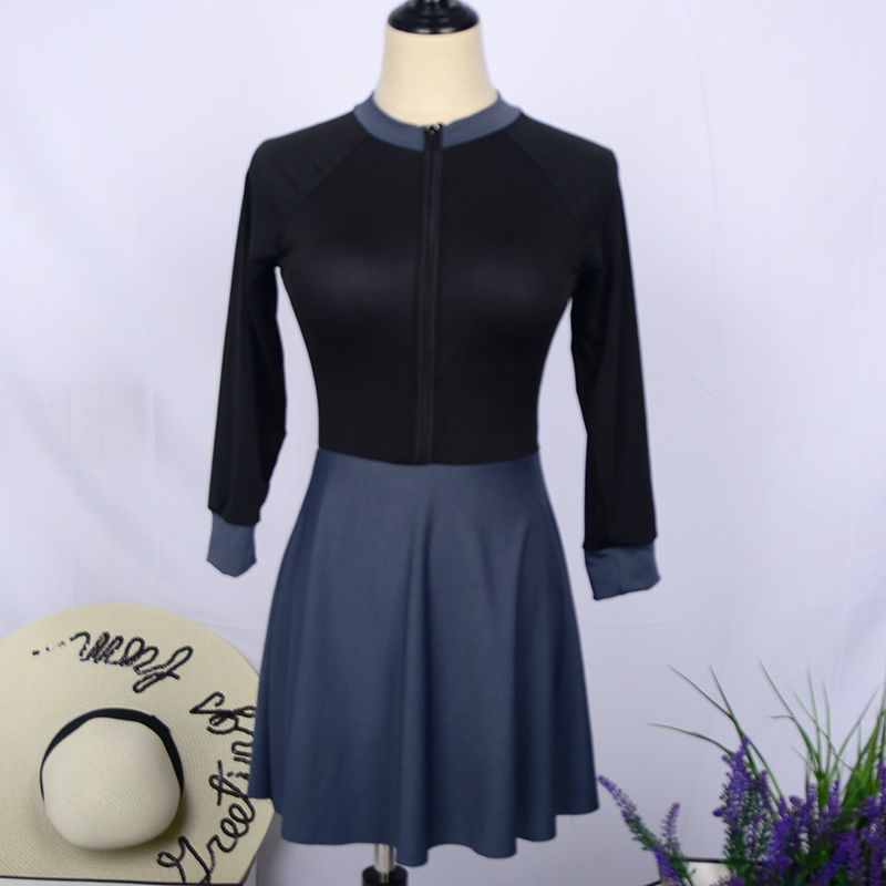 Đồ Bơi Dài Tay Váy 1 Mảnh Hàn Quốc Thời Trang Chống Nắng Dây Kéo Đàn Hồi Nữ | BigBuy360 - bigbuy360.vn