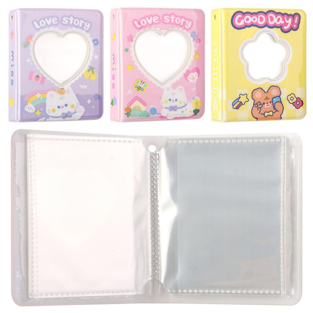 RAINBOW 40 Pocket|3 Inch Cartoon Photo Storage Heart Shape Card Holder Photo Album Photo Card Holder Mini Hollow Picture Case Name Card Book Card Binder
