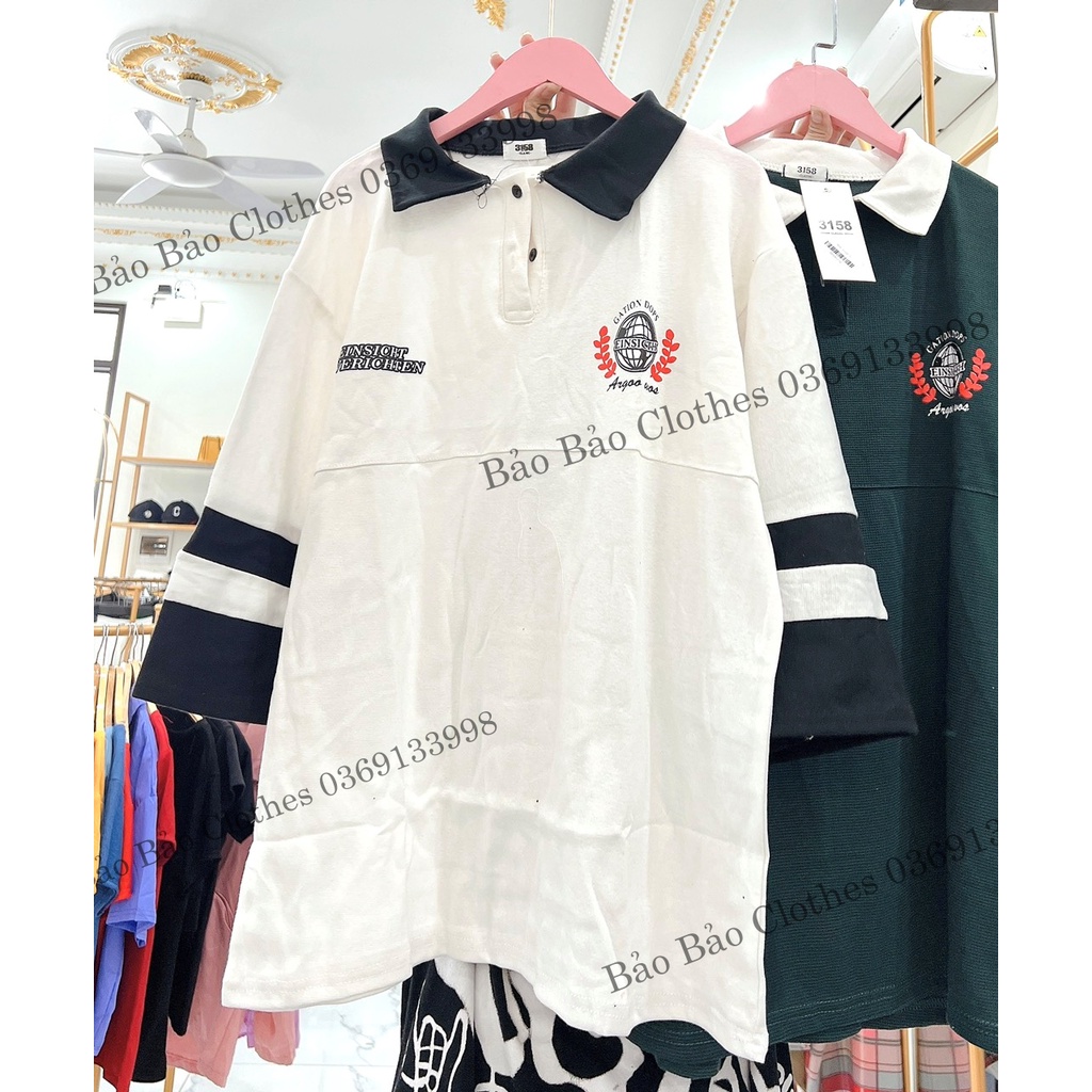 Áo Thun Polo Nam Nữ  Form Rộng Phối Cổ Thêu Ngực Vải Dày Mịn Thoáng Mát Thiết Kế Thời Trang Kiểu Dáng Năng Động