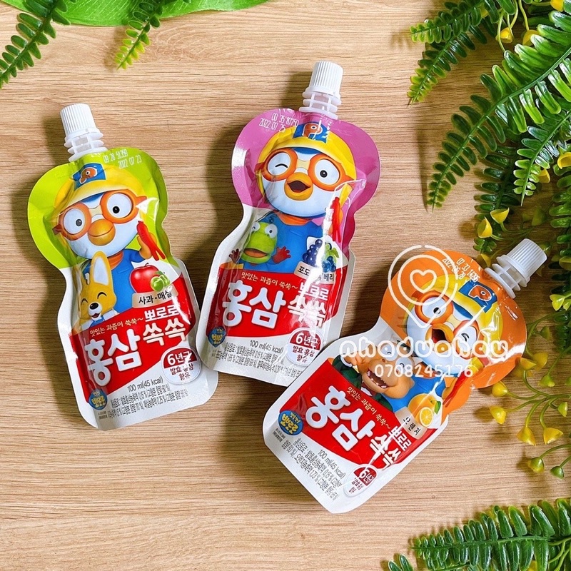 Nước hồng sâm trái cây pororo đủ vị cho bé 100ml [ Date Mới Nhất ]