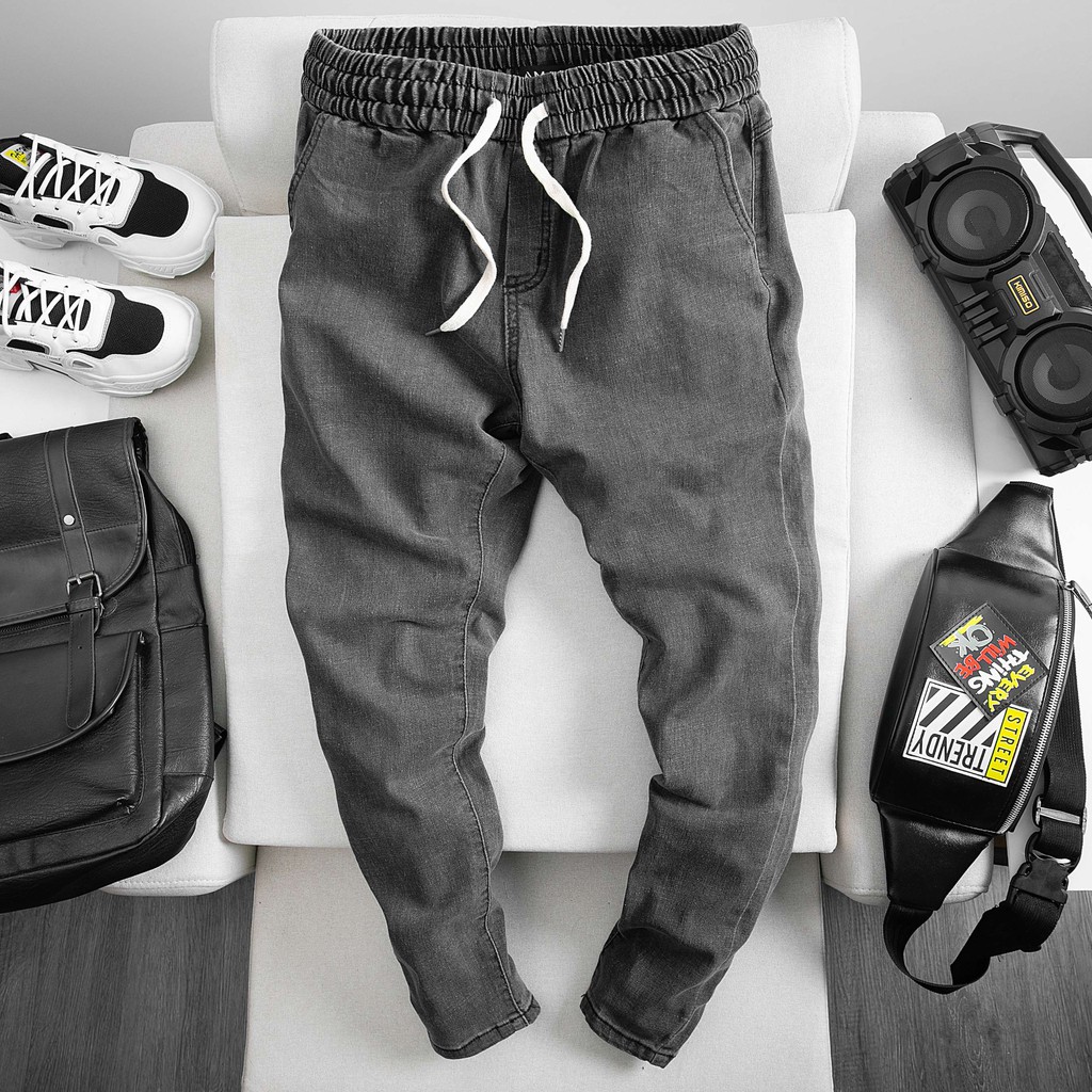 Quần JEAN cạp chun kết hợp cùng dây rút form baggy QJ582 | BigBuy360 - bigbuy360.vn