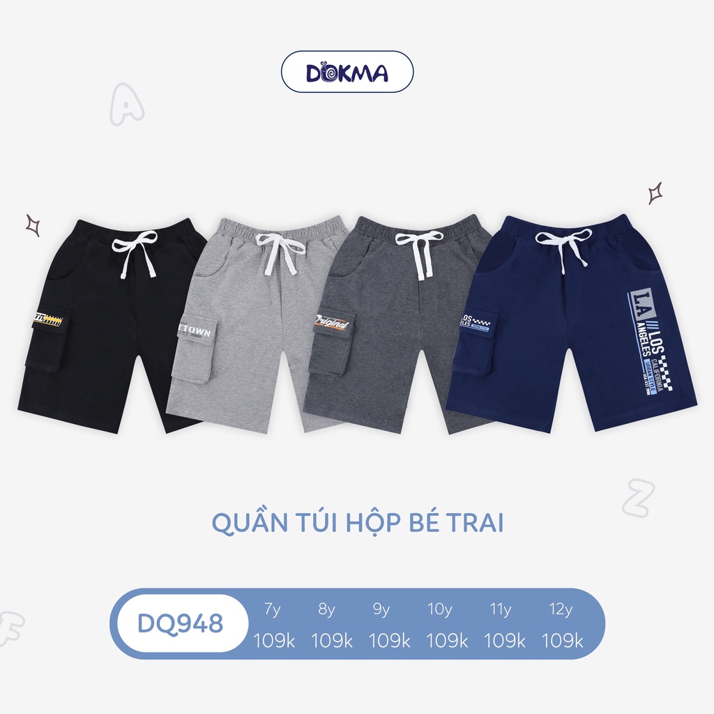 (7-12Y) Quần ngố túi hộp vải cotton cho bé - DOKMA