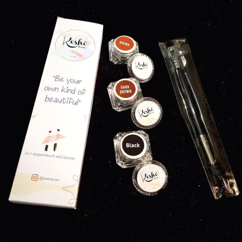 (hàng Mới Về) Bộ Sản Phẩm Trang Điểm Lông Mày Kesho Ramadhan Phiên Bản Màu Đen + Nâu + Nâu Đậm