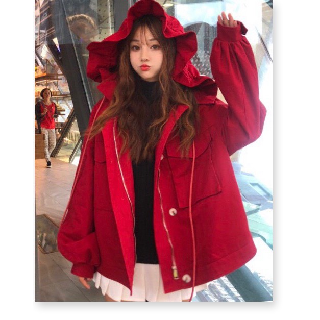 Áo khoác nữ HHP chất liệu kaki cao cấp phối nón bèo