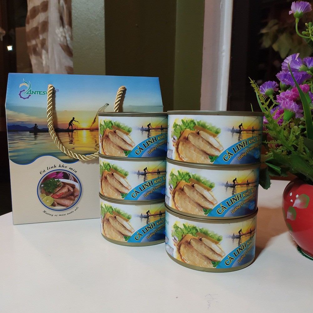 Combo 1 lốc Cá linh kho mía mềm xương hiệu Antesco  - HSD 24 tháng
