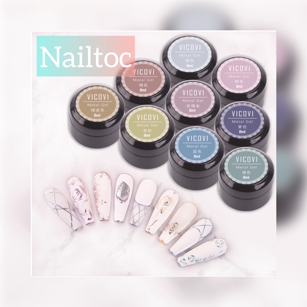 Gel Nhũ METAN Siêu Sáng VICOVI Hũ 8ml Dùng Trang Trí Nail