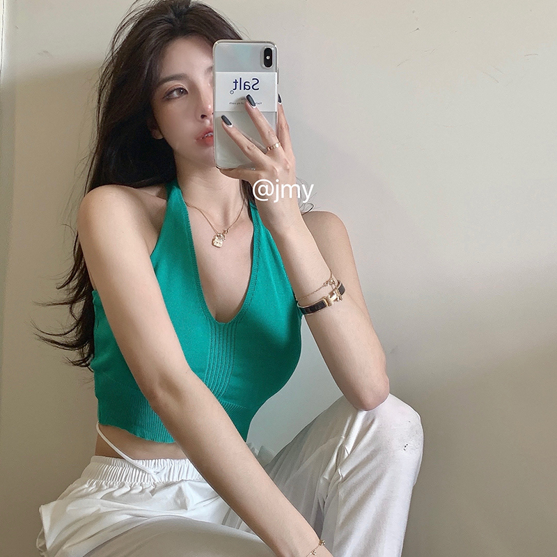 COZOK Áo hai dây dệt kim thời trang mùa hè cho nữ