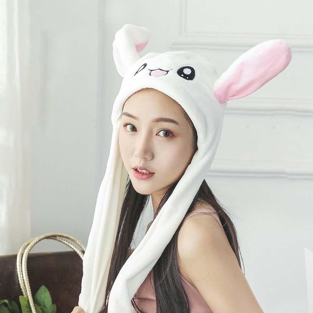 Mũ Trùm Đầu Giữ Ấm Tai Thỏ Bông Thêu Họa Tiết Trái Tim Ngọt Ngào Hợp Thời Trang Cho Nữ
