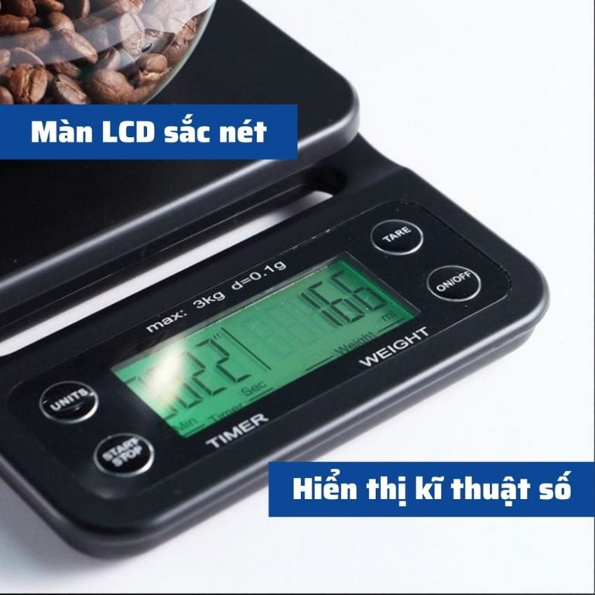 Cân Pha Cà Phê Tiểu Ly Điện Tử Mini Cafe Rang Xay Định Lượng 0.1g 3kg Độ Chính Xác Cao Nhà Bếp Làm Bánh