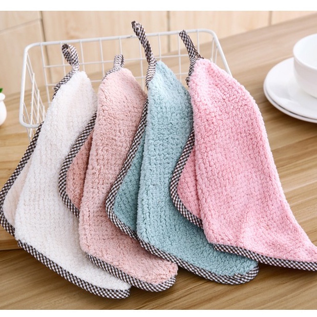 Khăn Lau Tay Nhà Bếp Treo Tường Chất Liệu San Hô Siêu Thấm Nước Đa Năng Mẫu Mới Kích Thước 25x25cm