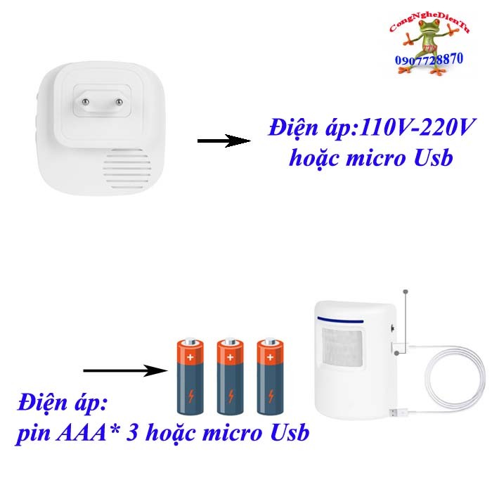 Chuông báo khách báo động chống trộm hồng ngoại không dây