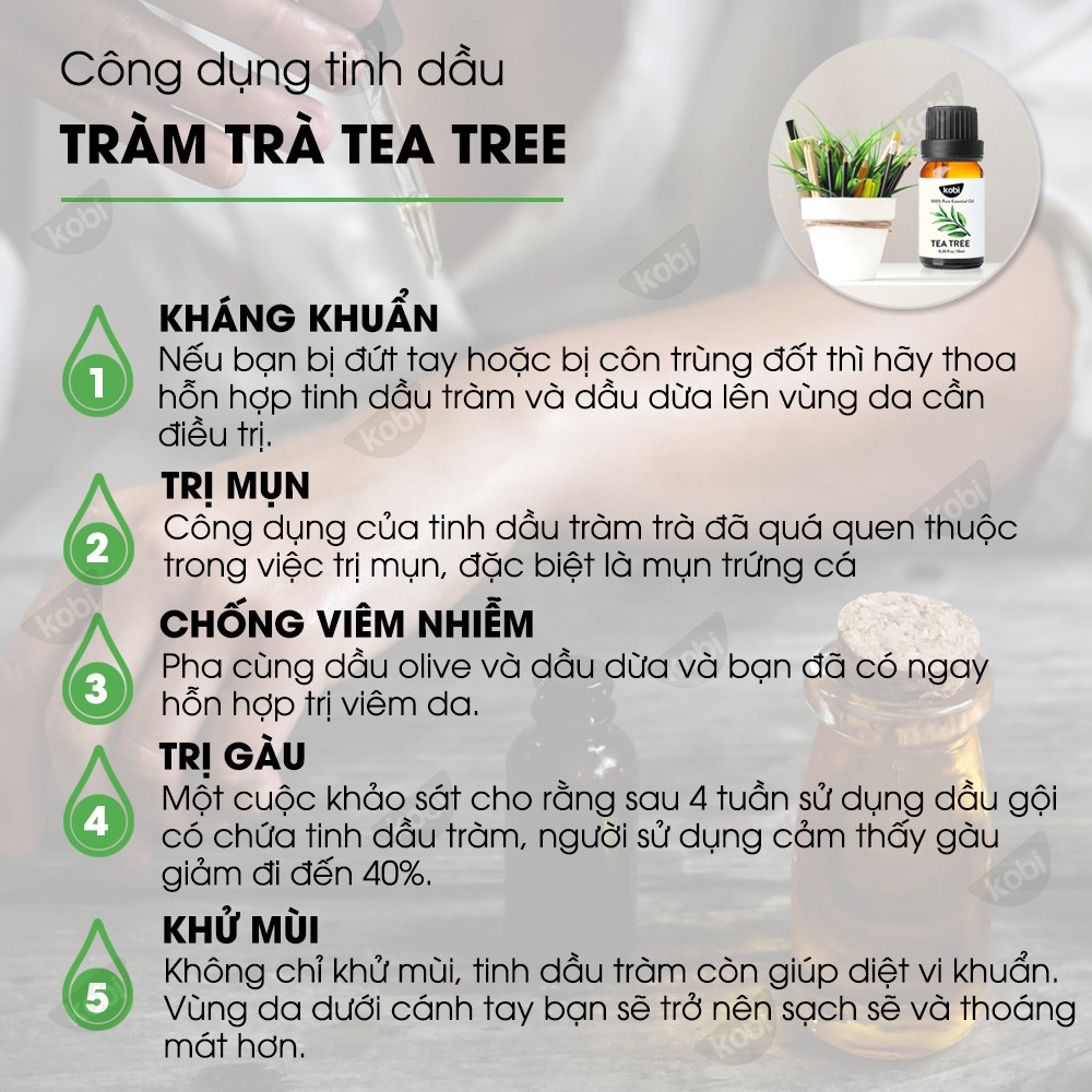 Tinh dầu Tràm Trà Kobi Tea tree essential oil - 10ml