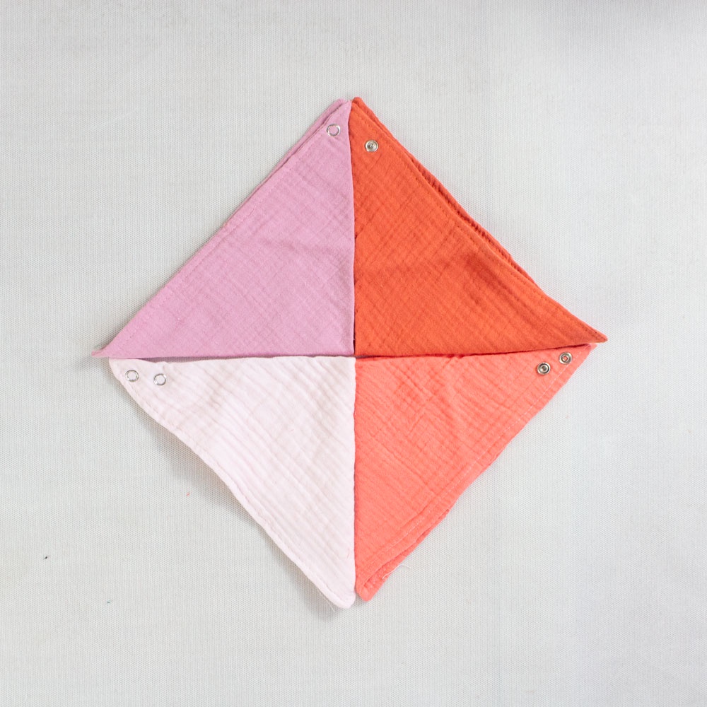 Yếm tam giác vải xô Muslin màu trơn - xô organic cho trẻ sơ sinh