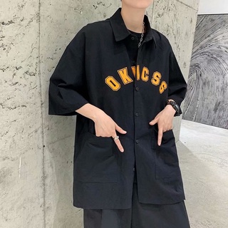 Áo Sơ Mi Dáng Rộng Màu Đen Phong Cách Hàn Quốc Cổ Điển Thời Trang Mùa Hè Cho Cặp Đôi M-2Xl 2 Màu
