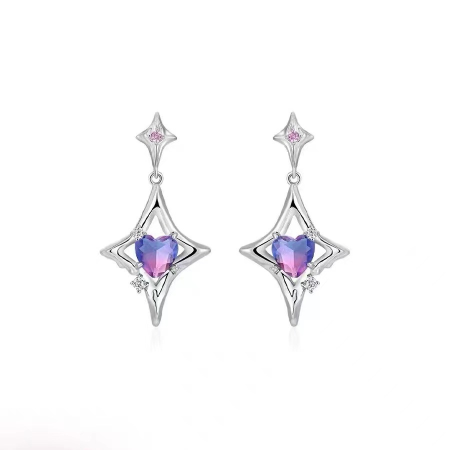 Bông Tai Đính Đá Zircon Hình Ngôi Sao Thời Trang Cao Cấp