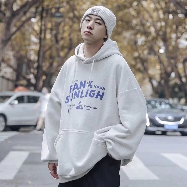 Áo hoodie Dáng Rộng In Chữ Phong Cách hip hop Đường Phố Nhật Bản Chất Lượng Cao