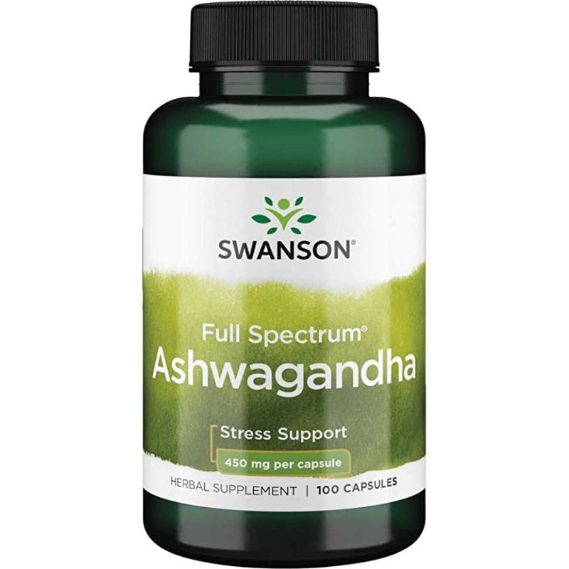 Swanson Premium Ashwagandha bổ sung 450mg hỗ trợ giảm căng thẳng và hỗ trợ năng lượng 100v