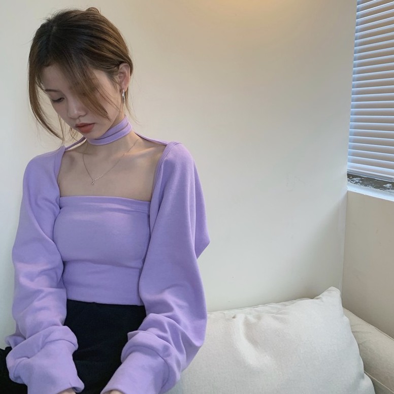 COZOK Set áo khoác tay dài + áo Vest không tay thời trang cho nữ