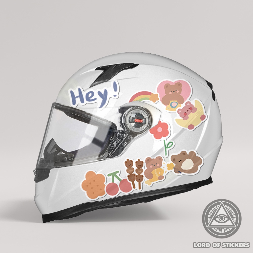 Set 102 Nhãn Dán Sticker Hoạt Hình Gấu Cute Dễ Thương Phong Cách Hàn Quốc Chống Thấm Nước Trang Trí Mũ Bảo Hiểm, Laptop