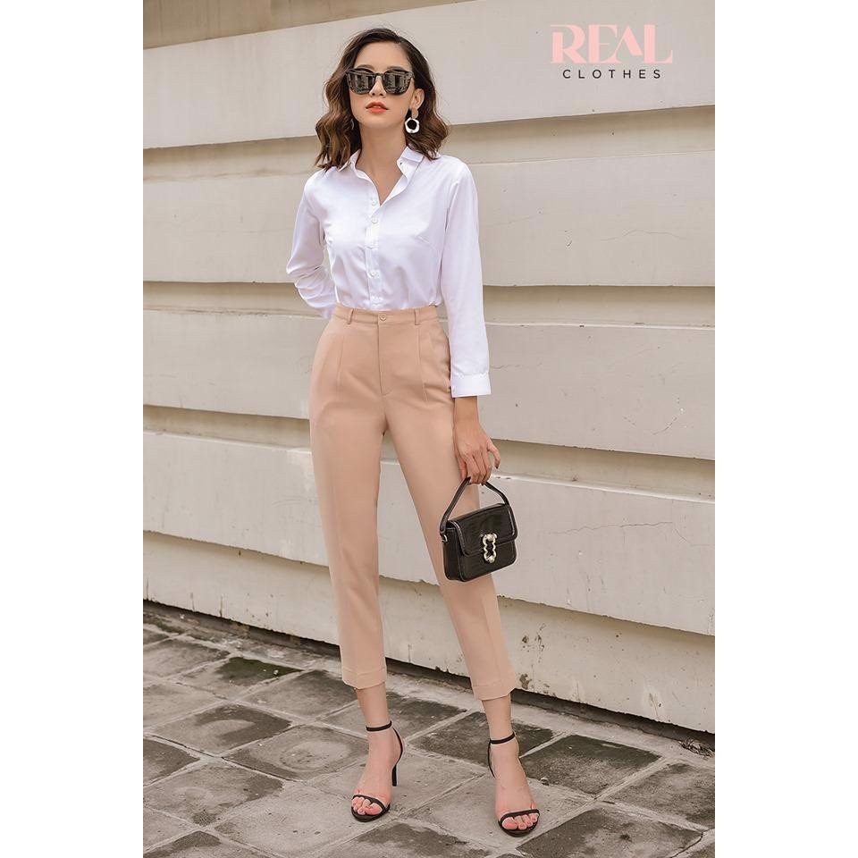 Sơ mi trắng dáng ôm vừa, thiết kế công sở, đủ size, vải cotton