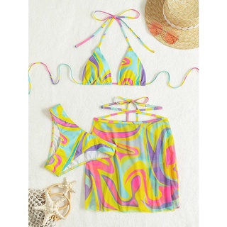 BIKINI HAI MẢNH LOANG VÀNG KÈM VÁY QUẦN LƯỚI HOẠ TIẾT (BAMBO BIKINI)