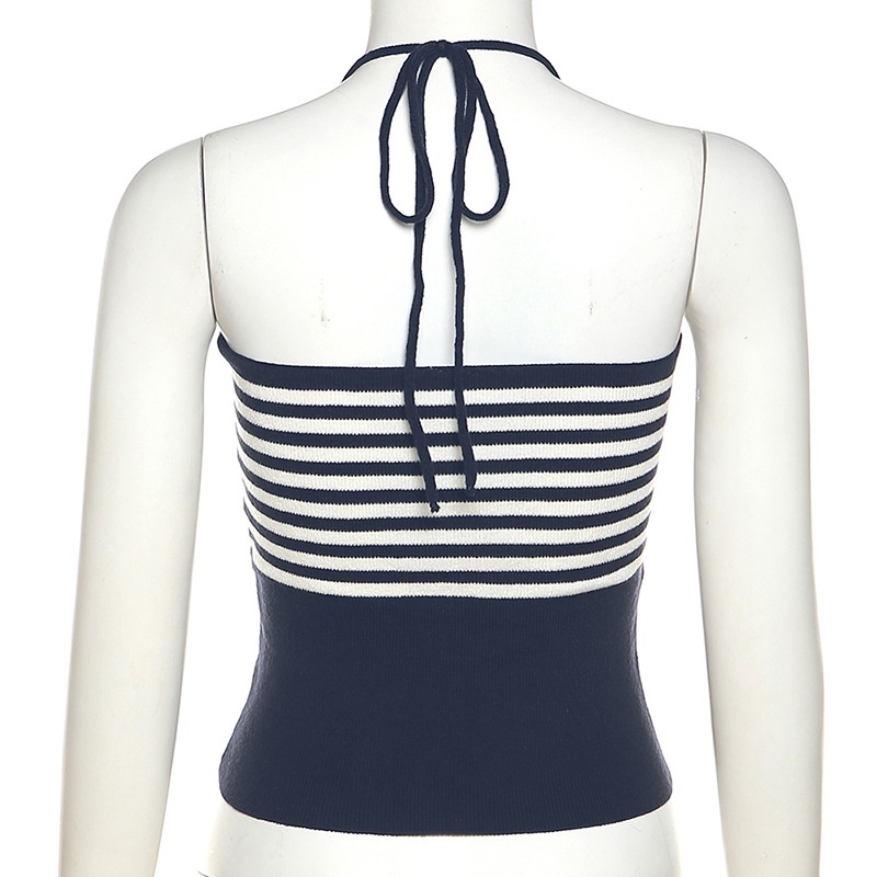 Áo Tank Top Hở Lưng Kẻ Sọc Thời Trang Đường Phố Gợi Cảm Cho Nữ