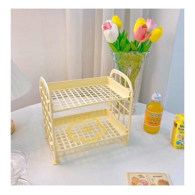[FREESHIP] Kệ Nhựa Mini 2 Tầng Decor Bàn Học Đựng Đồ Siêu Xinh