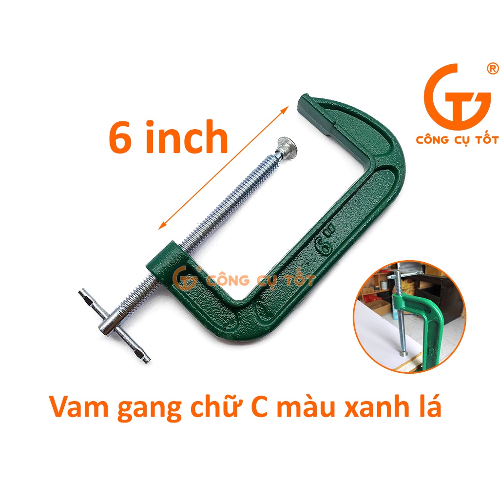 Vam gang chữ C màu xanh lá 6 inch