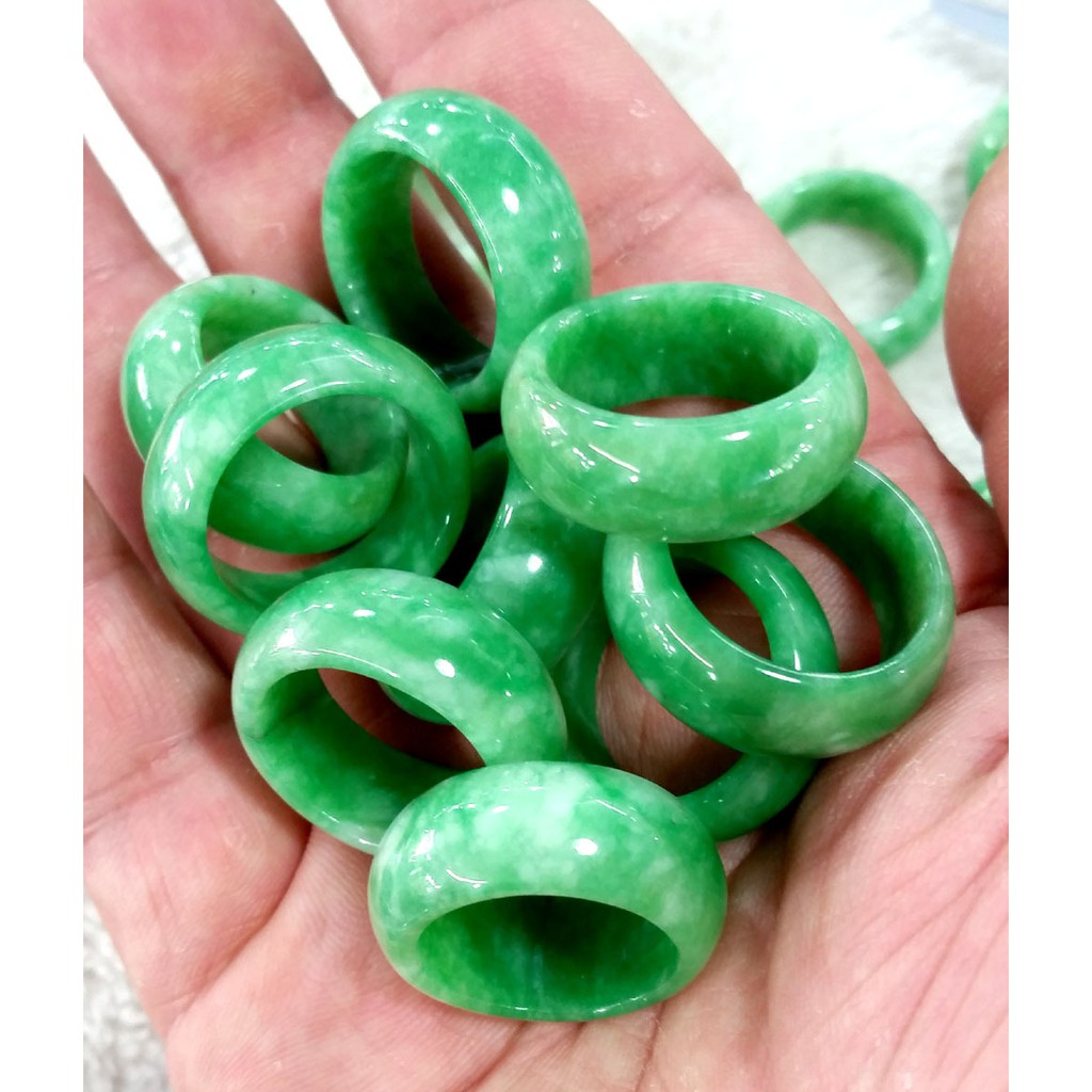 Myanmar Nhẫn Ngọc Bích Khô Màu Xanh Lá Cây Cho Nam Và Nữ