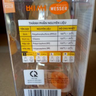 Bình sữa Wesser PPSU 60ml cổ hẹp