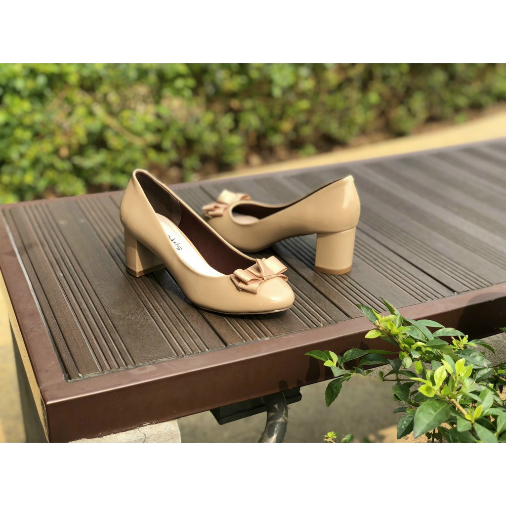 Giầy cao gót 5 phân mũi tròn nơ ú - AT029U