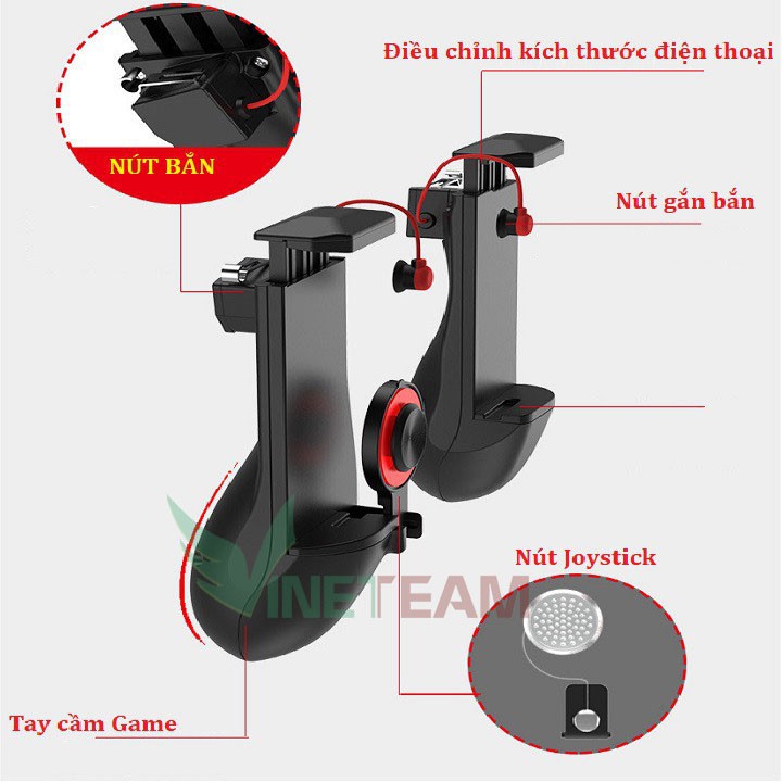 Tay cầm hỗ trợ game 3 trong 1 dòng MV có 2 nút Joystick di chuyển và cặp nút bắn PUBG chuyên dụng cho điện thoại -dc3153