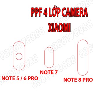 Dán CAMERA PPF 4 lớp chống va đập cho XIAOMI MI NOTE 5 / 6 PRO / NOTE 7 / NOTE 8 PRO