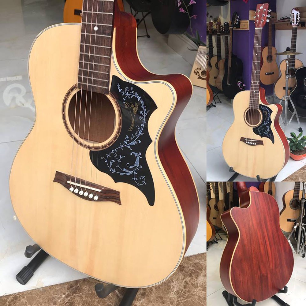 Đàn guitar acoustic SV-A2 - Đàn gỗ thịt có ty chống cong cần - Khóa đúc - Tặng bao dù và phụ kiện - Bảo hành 1 năm