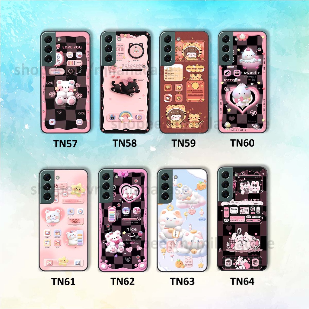 Ốp Samsung S22 / S22 Plus / S22 Ultra / S22+ hình đồng hồ icon gấu mèo cute cực dễ thương ngộ nghĩnh