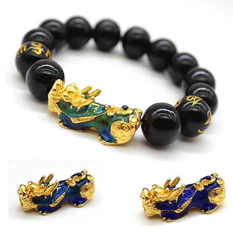Vòng tay đá obsidian cầu may mắn thay đổi màu sắc theo nhiệt độ