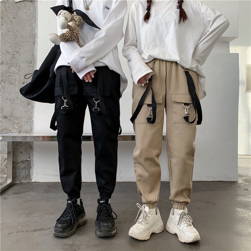 Unisex Harajuku Style Cargo pants Multi Pockets Casual pant High Waist Solid Cargo Pants work pants | BigBuy360 - bigbuy360.vn