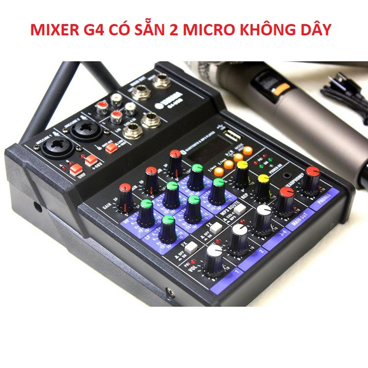 [Mã ELHACE giảm 4% đơn 300K] Bộ Mixer G4 USB Bluetooth, Kèm 2 Micro Không Dây - Chuyên Hát Livestream Karaoke Cao Cấp